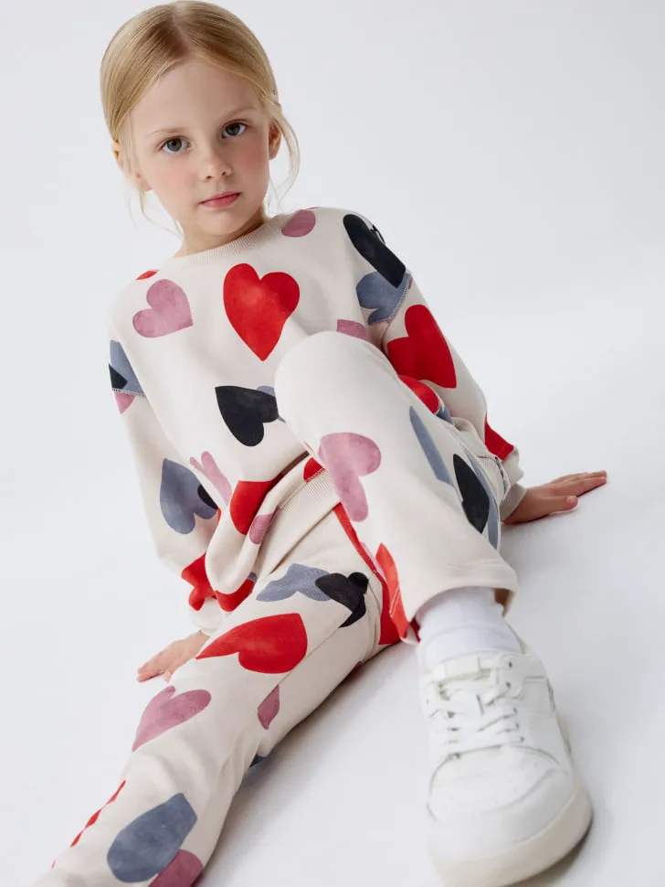 Леггинсы из футера с принтом для девочек, разноцветный, арт. 4852