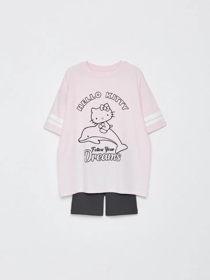 Пижама с принтом Hello Kitty для девочек, разноцветный, арт. 4856