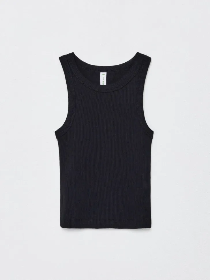 Базовый топ в рубчик для девочек, черный, арт. 4857