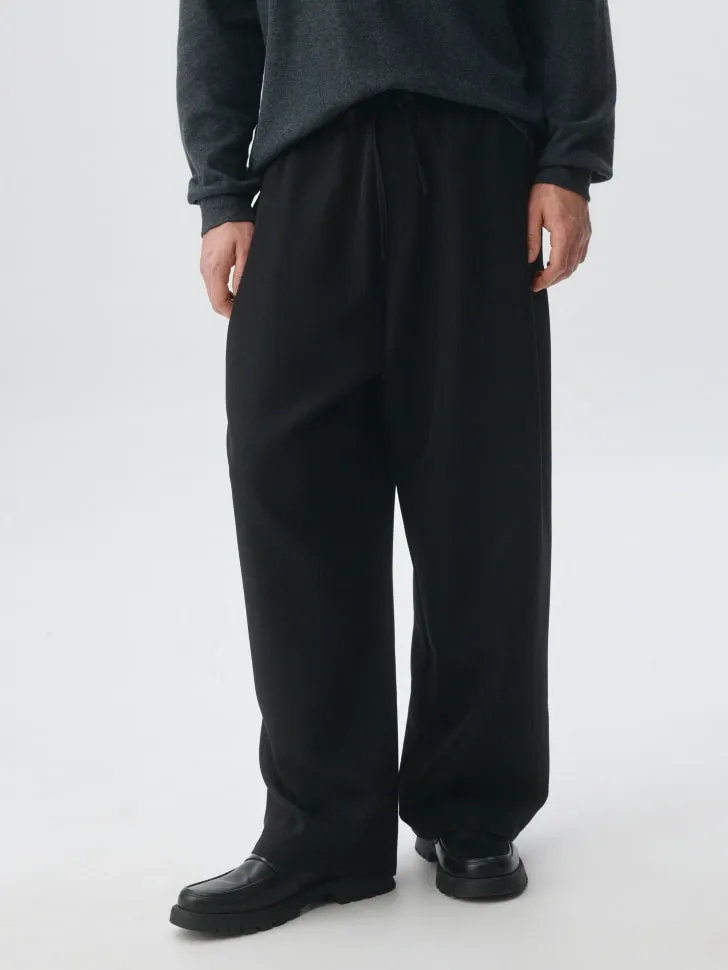 Брюки Wide leg со складками, черный, арт. 4876