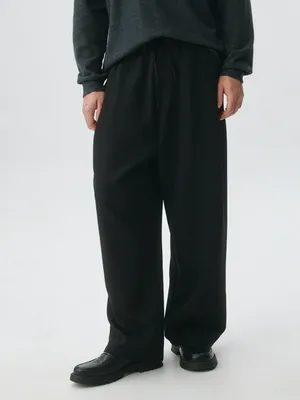 Брюки Wide leg со складками, черный, арт. 4876