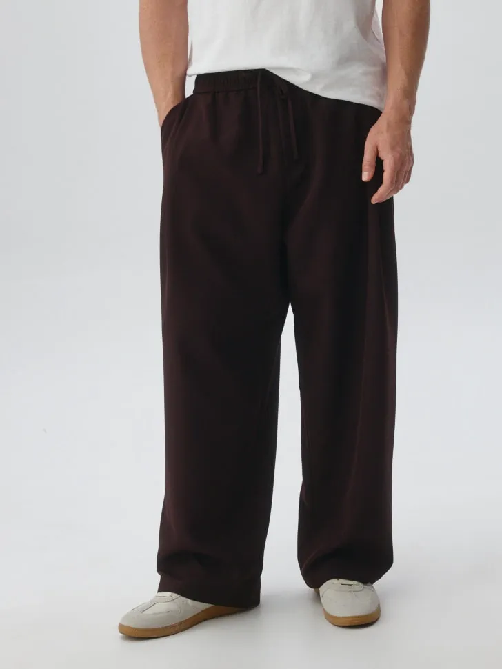 Брюки Wide leg со складками, коричневый, арт. 4878