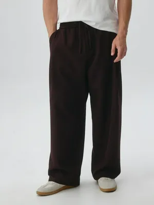 Брюки Wide leg со складками, коричневый, арт. 4878