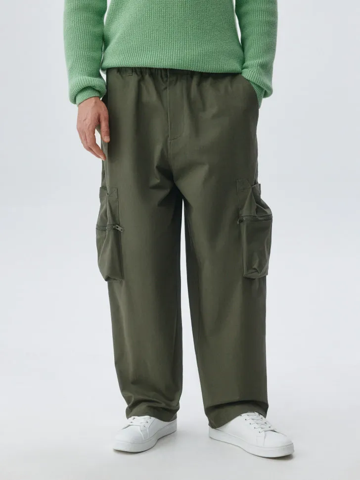 Брюки карго из смесового хлопка, хаки, арт. 4879