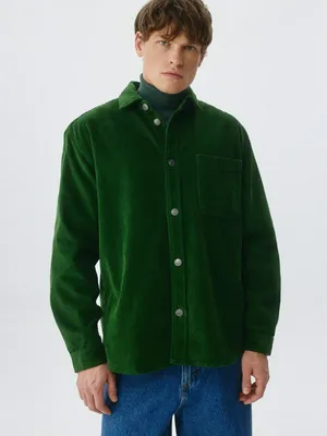 Вельветовая рубашка оверсайз, зеленый, арт. 4885