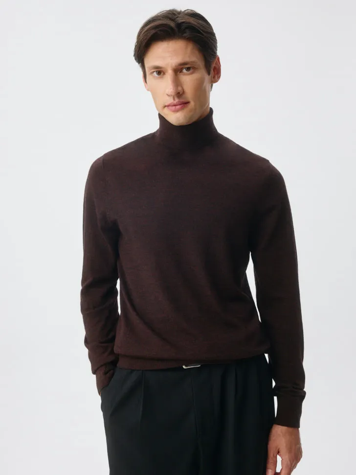 Водолазка из мериносовой шерсти премиум качества, бордовый, арт. 4892