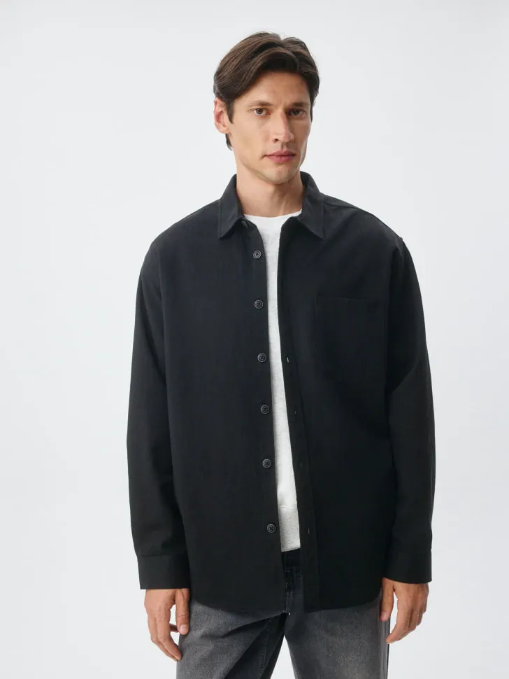 Рубашка из твила и тенселя, черный, арт. 4894