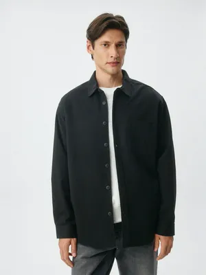 Рубашка из твила и тенселя, черный, арт. 4894