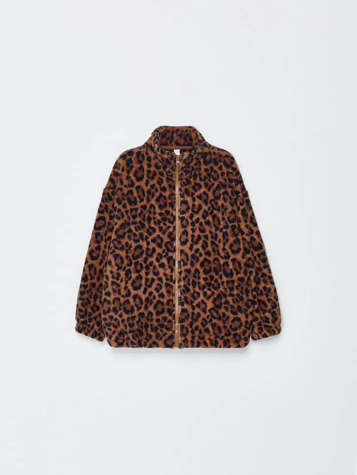 Флисовая толстовка с леопардовым принтом для девочек, разноцветный, арт. 4901