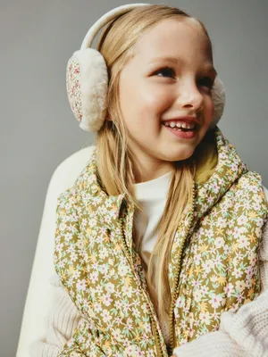 Утепленные меховые наушники для девочек, бежевый, арт. 4904