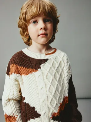 Вязаный джемпер с коровьим принтом детский, разноцветный, арт. 4908