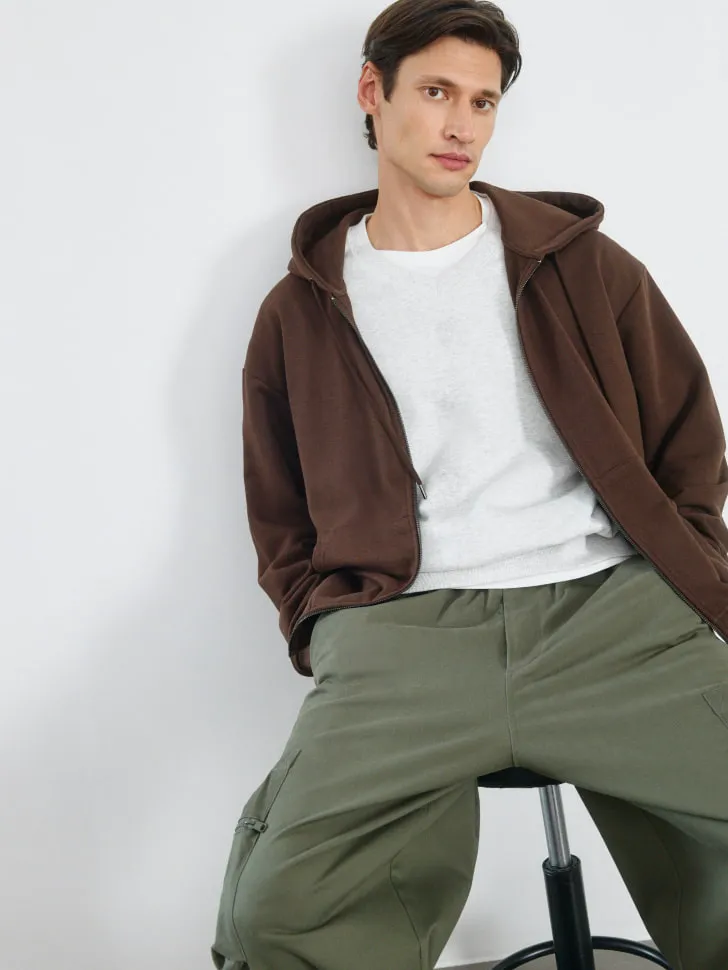 Толстовка из футера на молнии, коричневый, арт. 4920