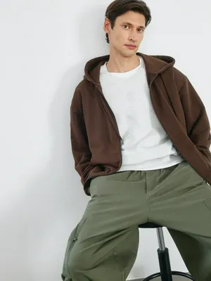 Толстовка из футера на молнии, коричневый, арт. 4920