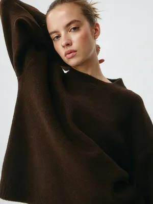 Вязаный джемпер оверсайз с содержанием шерсти, арт. 4934