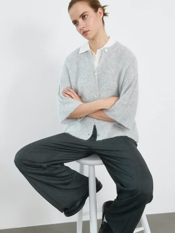 Укороченный кардиган с содержанием ангоры и шерсти, серый, арт. 4937