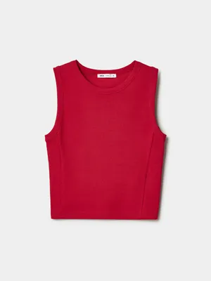 Укороченный топ в рубчик Sela, красный, арт. 49390