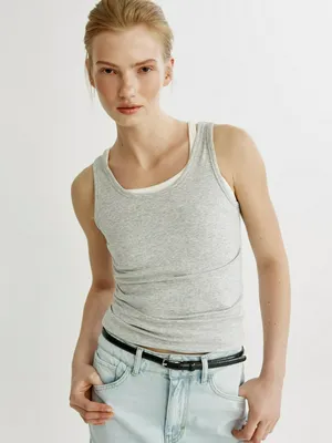 Приталенный топ из модала Sela, серый, арт. 49406