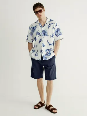 Шорты SELA из смесового льна, синий, арт. 49418