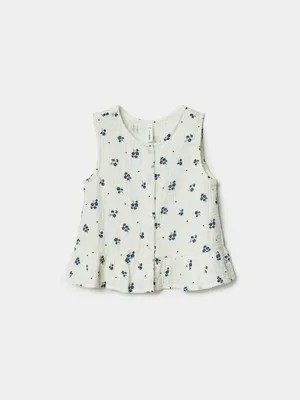 Блузка Sela из муслина с принтом для девочек, белый, арт. 49452