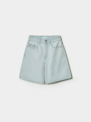 Джинсовые шорты МОМ с высокой посадкой, голубой, арт. 49455