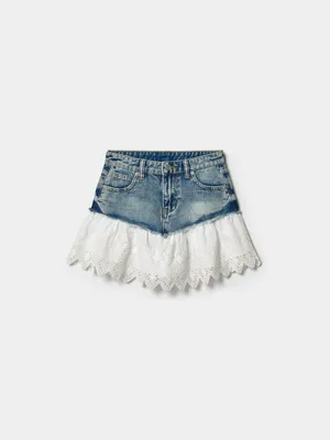 Джинсовая юбка Sela с оборкой, разноцветный, арт. 49469