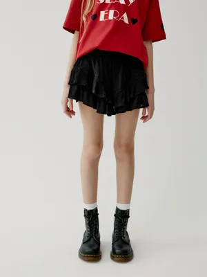 Юбка-шорты SELA для девочек, черный, арт. 49477