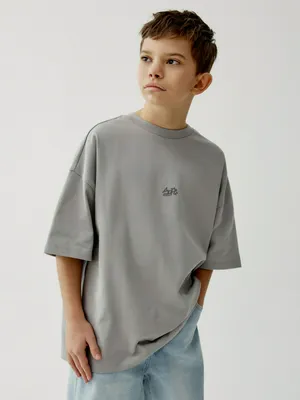 Футболка оверсайз Sela с принтом, серый, арт. 49479