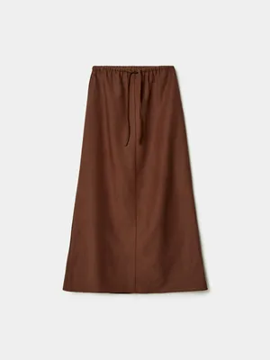 Юбка макси Sela из смесового льна, коричневый, арт. 49481
