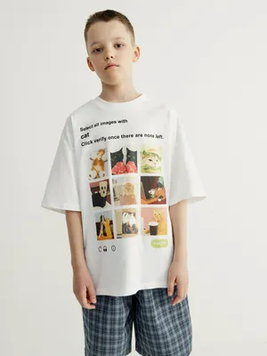 Футболка оверсайз SELA с принтом, белый, арт. 49494