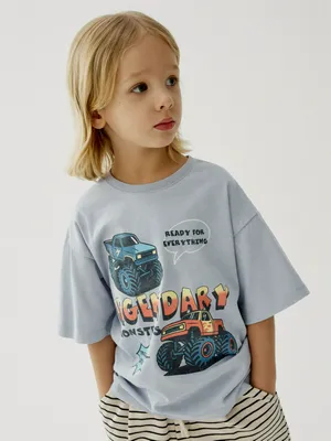 Футболка оверсайз Sela с принтом, голубой, арт. 49496