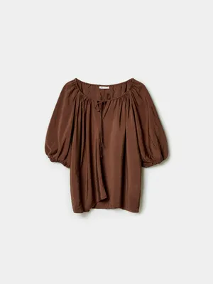 Блуза оверсайз Sela из жатой ткани, коричневый, арт. 49500
