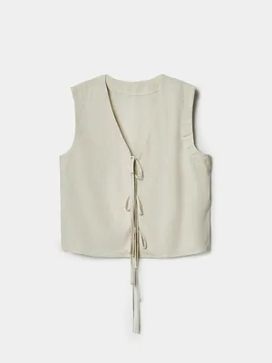 Укороченный топ Sela из смесового льна, бежевый, арт. 49506