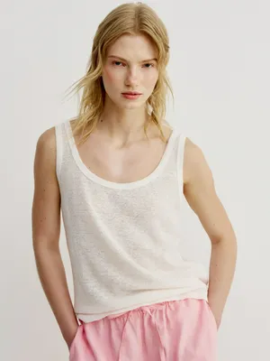 Льняной топ Sela, бежевый, арт. 49508