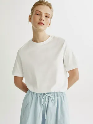 Футболка Sela из модала с шелком, белый, арт. 49526