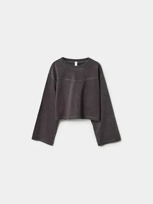 Укороченный лонгслив Sela для девочек, серый, арт. 49531