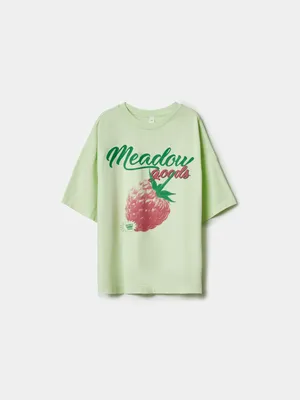 Футболка оверсайз Sela с принтом, зеленый, арт. 49538