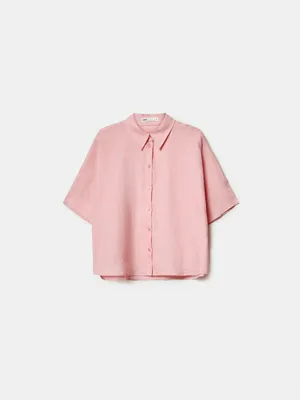 Укороченная рубашка оверсайз Sela, розовый, арт. 49539