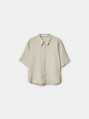 Укороченная рубашка оверсайз Sela, бежевый, арт. 49541