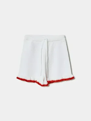 Вязаные шорты SELA для девочек, белый, арт. 49542