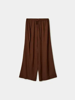Широкие брюки Sela из вискозы и льна, коричневый, арт. 49548