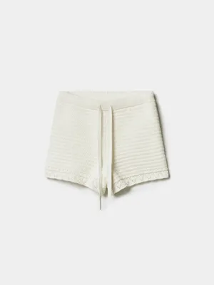 Вязаные шорты SELA для девочек, белый, арт. 49572