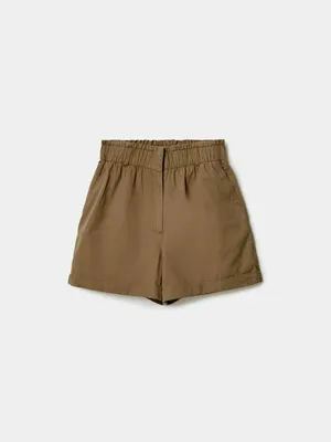 Короткие шорты SELA с присборенной талией, хаки, арт. 49585