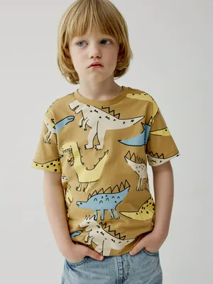Футболка SELA с принтом динозавров, желтый, арт. 49588