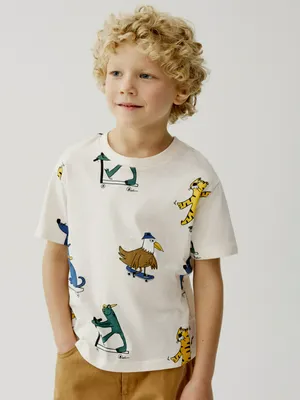 Футболка SELA с принтом для мальчиков, бежевый, арт. 49589