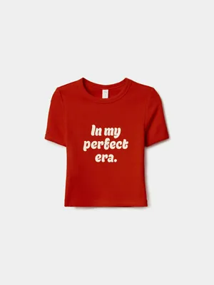 Укороченная футболка Sela с принтом, бордовый, арт. 49600