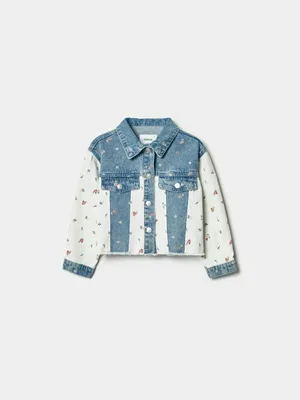 Джинсовая куртка SELA укороченная пэчворк для девочек, разноцветный, арт. 49602