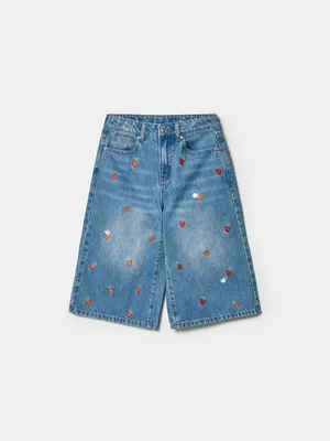 Джинсовые шорты-бермуды для девочек Sela, голубой, арт. 49603