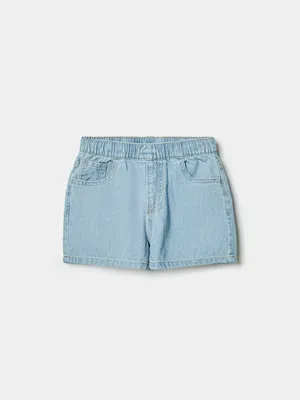 Джинсовые шорты Sela на резинке для девочек, голубой, арт. 49604