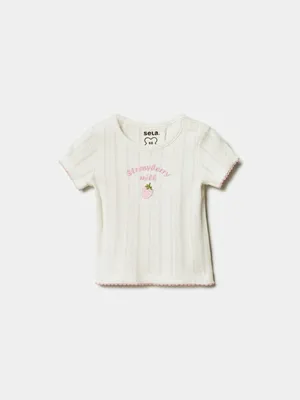 Футболка SELA ажурная с вышивкой, белый, арт. 49606