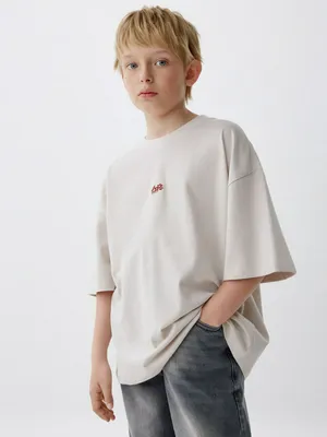 Футболка с вышивкой детская, бежевый, арт. 4962